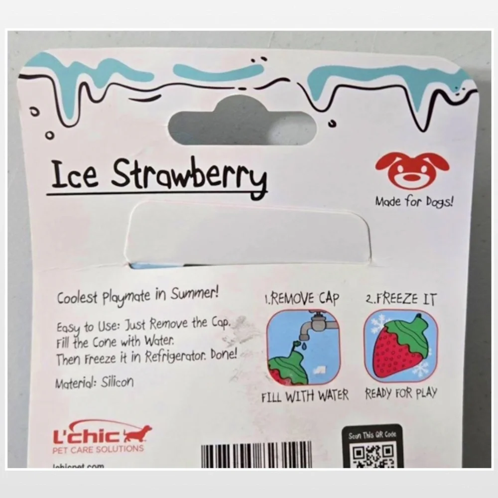 New L’chic Pet Dog Toy Ice Cooling Strawberry Puppies Chew Animal NWT